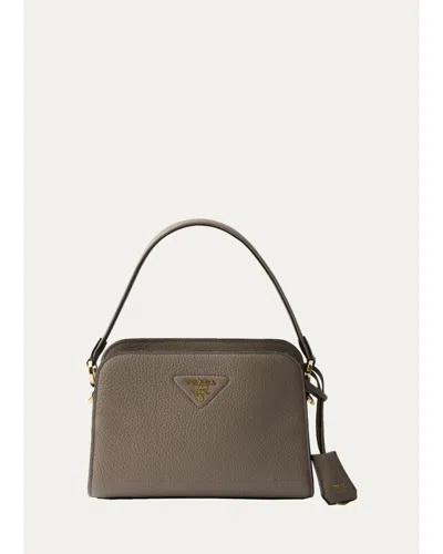 Prada Mini Leather Top-handle Bag In Brown
