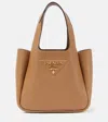 Prada Mini Leather Tote Bag In Brown