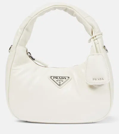 Prada Mini Leather Tote Bag In White