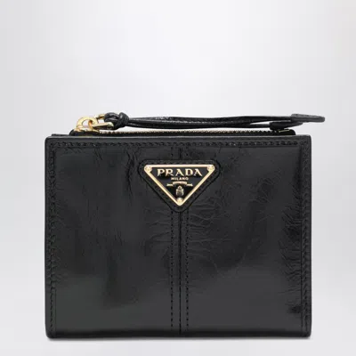 Prada Mini Leather Wallet In Black
