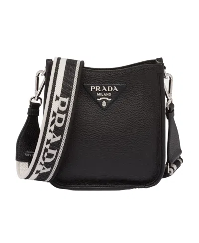 Prada Mini Logo-embellished Shoulder Bag In Black