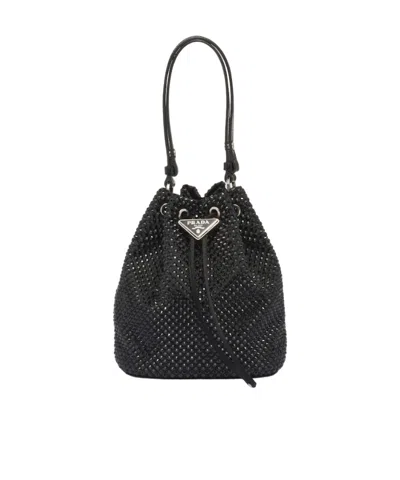 Prada Mini Logo Handbag In Black