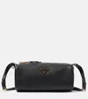 Prada Logo Leather Crossbody In Black
