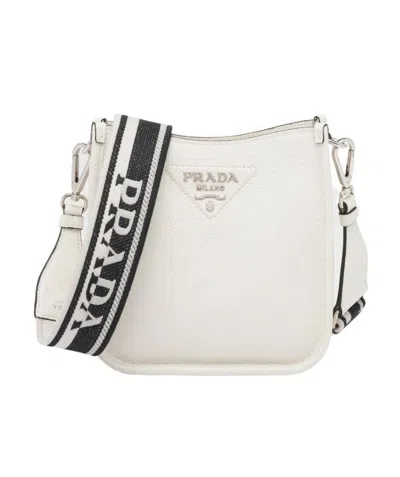 Prada Leather Mini Shoulder Bag In White