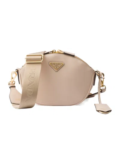 Prada Leather Mini Shoulder Bag In Nude