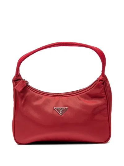 Pre-owned Prada Mini Logo-plaque Tote Bag In Red