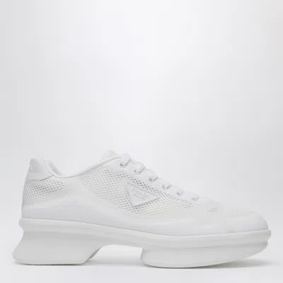 Prada Mini Low-top Sneakers In Fabric & Mesh In White