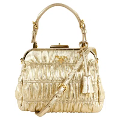 Pre-owned Prada Mini Matelasse Gold Leather Bag