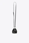 Prada Mini Nylon Crystal Embellished Pouch Bag In Black