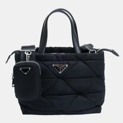 Pre-owned Prada Mini Padded Re-nylon Tote Bag Black