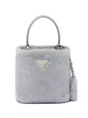 Prada Mini Panier Shearling Tote Bag In Grey