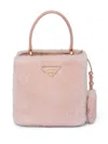 Prada Mini Panier Shearling Tote Bag In Pink