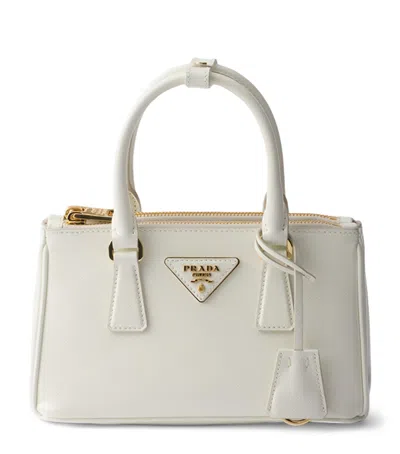 Prada Mini Patent Saffiano Leather Galleria Top-handle Bag In Blue