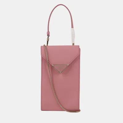 Pre-owned Prada Mini Pink Saffiano Leather Tote And Crossbody Bag