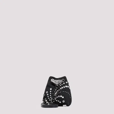 Prada Mini Polyamide Pouch Handbag In Black