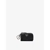 Prada Womens Black Mini Pouch Saffiano Leather Bag Charm In Black