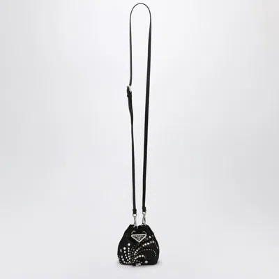 Prada Mini Pouch With Crystals In Black