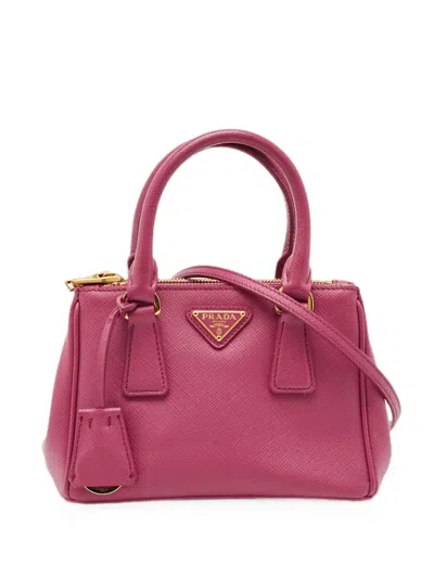 Pre-owned Prada Mini  Galleria Saffiano-leather Tote Bag In Pink