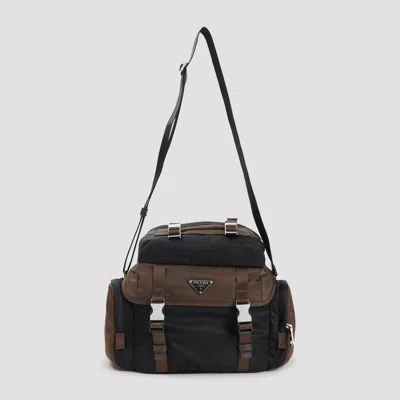 Prada Mini Printada Bandoliera Handbag In Black