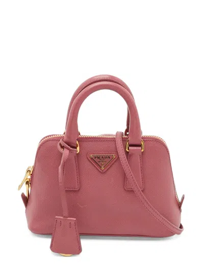 Pre-owned Prada Mini Promenade Saffiano-leather Tote Bag In Pink