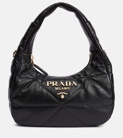 Prada Mini Quilted Leather Tote Bag In Nero