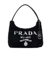 Prada Re-edition 2000 Mini Shearling Shoulder Bag In Black / White