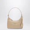 Prada Mini Re-edition 2005 Bag In Camel Re-nylon And Saffiano In Neutral
