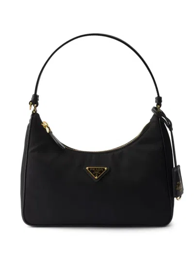 Prada Mini Re-edition 2005 In Re-nylon And Saffiano Bags In Black