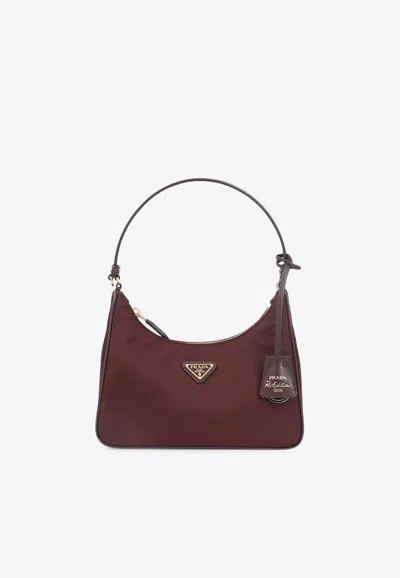 Prada Mini Re-edition 2005 Re-nylon And Saffiano Shoulder Bag In Red