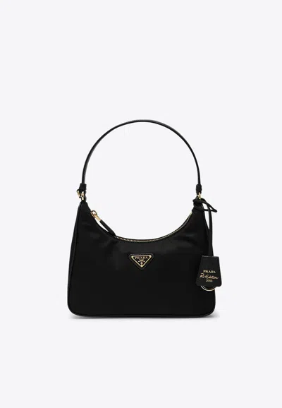 Prada Mini Re-edition 2005 Shoulder Bag In Black