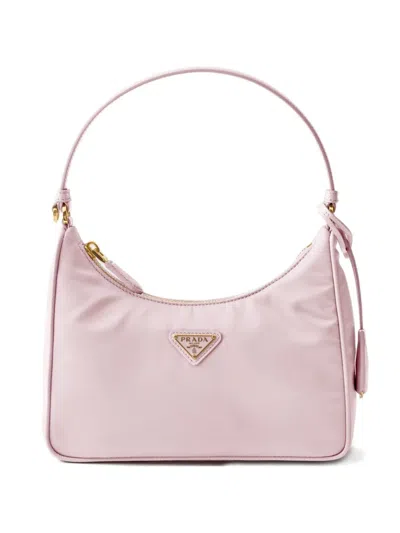 Prada Mini Re-edition 2005 Triangle-logo Tote Bag In Pink