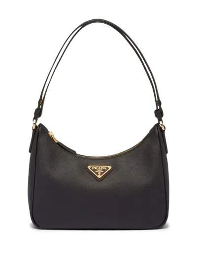 Prada Mini Re-edition In Saffiano Bags In Black