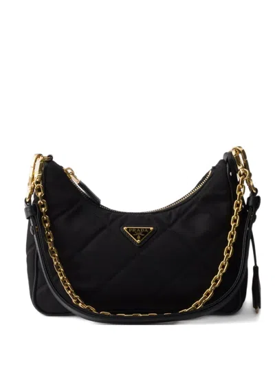 Prada Mini Re-edition Quilted Chain Shoulder Bag In Black
