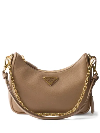 Prada Re-edition 2005 Saffiano Leather Shoulder Bag In F0muh Cammeo 1