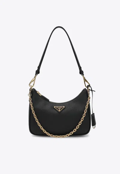 Prada Mini Re-edition Shoulder Bag In Black