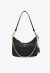 Prada Mini Re-edition Shoulder Bag In Saffiano Leather In Black