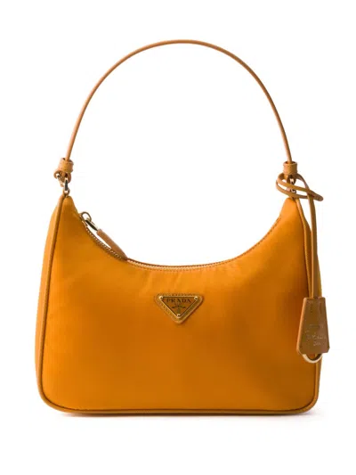 Prada Mini Re-edition Shoulder Bag In Orange