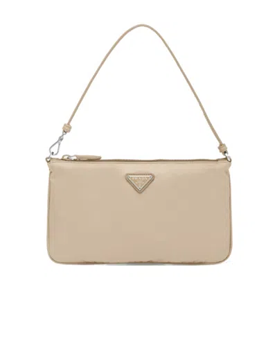 Prada Mini Re-nylon Top-handle Bag In Desert Beige