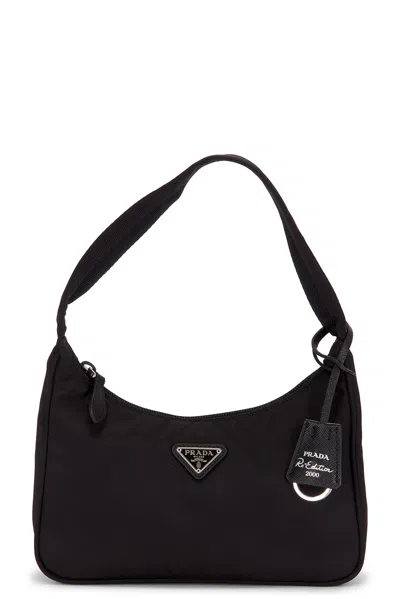 Pre-owned Prada Mini Re-edition 2000 Re-nylon Shoulder Bag In Black