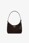 Prada Reedition 2005 Mini Bag In Moro Suede Leather In Brown
