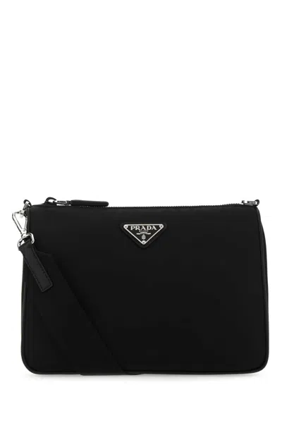 Prada Mini Re-nylon Crossbody Bag - Travel Companion, 25 Cm X 18 Cm X 6 Cm In Black