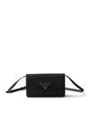 Prada Mini Saffiano Leather Shoulder Bag In Black