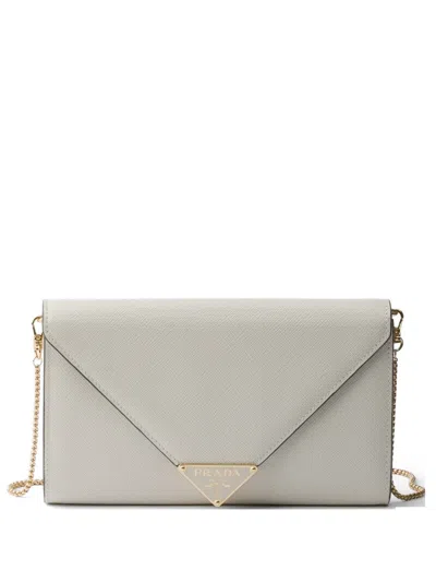 Prada Mini Saffiano Leather Bag In Neutral