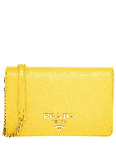 Prada Mini Saffiano Leather Bag In Yellow