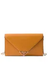 Prada Mini Saffiano Leather Clutch Bag In Orange