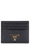 Prada Mini Saffiano Leather Credit Card Holder In Black
