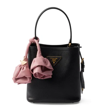 Prada Mini Saffiano Leather Panier Top-handle Bag In Black