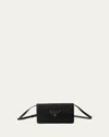 Prada Mini Saffiano Leather Shoulder Bag In Black