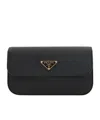 Prada Mini Saffiano-leather Shoulder Bag In Black