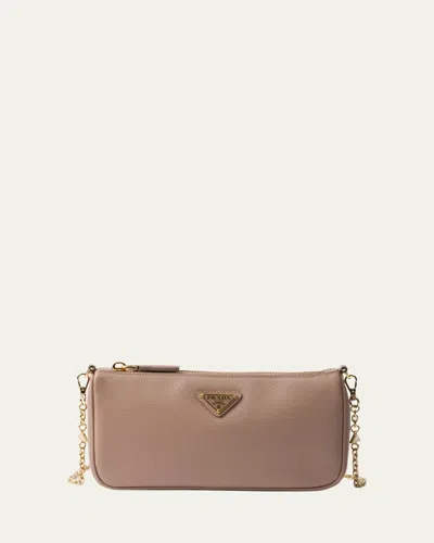 Prada Mini Saffiano Leather Shoulder Bag In F0236 Cipria